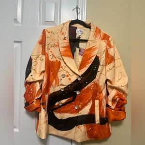Sassy Jones Orange and Black Blazer